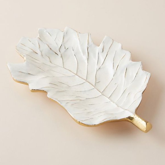 Anthropologie Loretta Leaf Serving Platter Gold - Picture 3 of 8